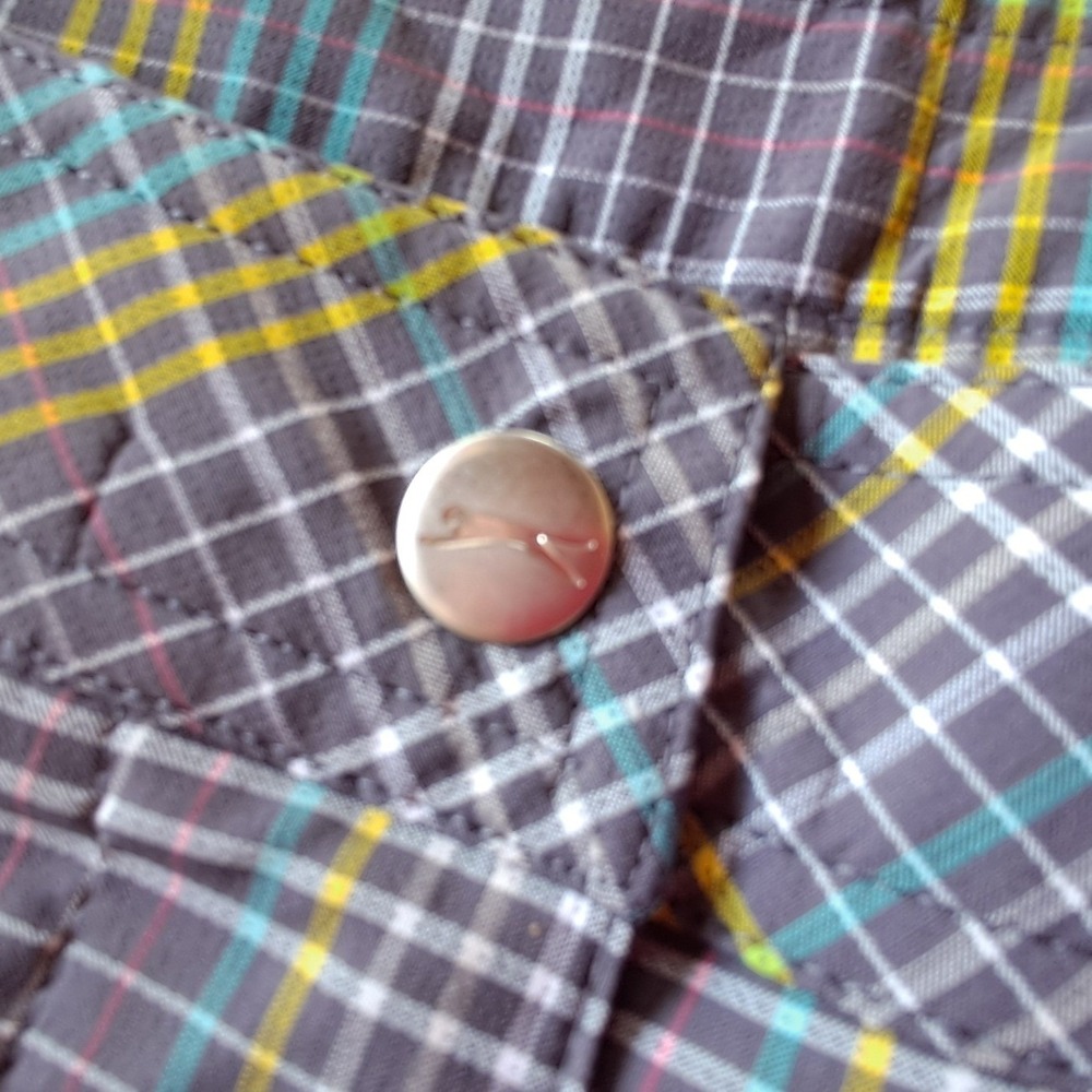 Slazenger Plaid Golf Shorts Grey‎ Teal Yellow Size 14 Activewear Stretch Pockets - Picture 4 of 7